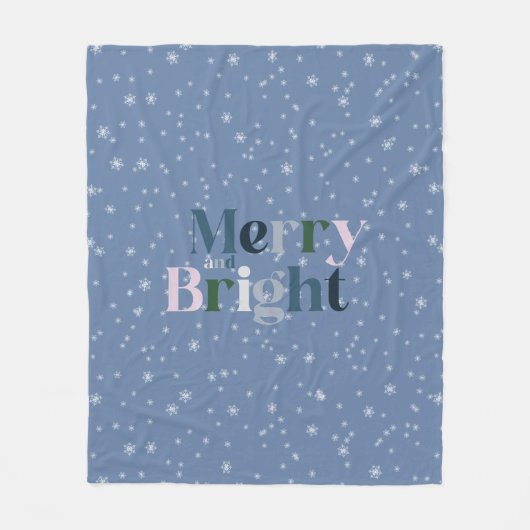 Couverture Polaire Noël Joyeux Et Bleu Vif Fleece D'Hiver Blan (Devant)