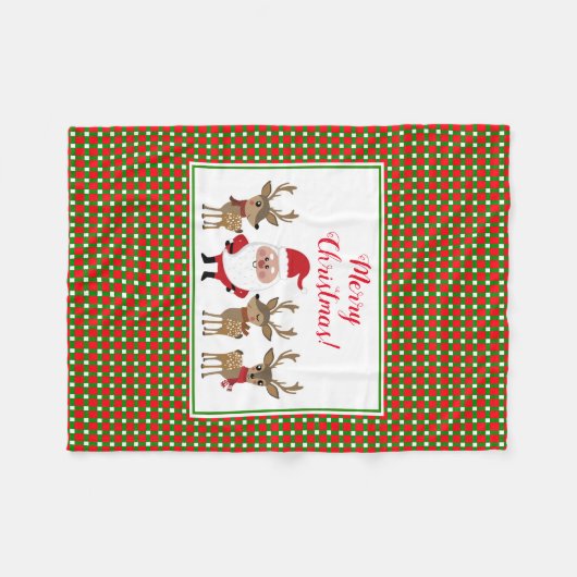 Couverture Polaire Noël Joyeux Noël Père Noël Reindeer (Devant (Horizontal))