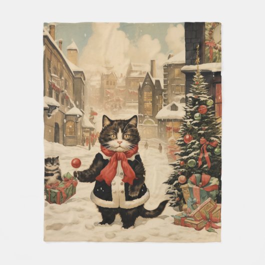 Couverture Polaire Noël Kitty Snowy (Devant)