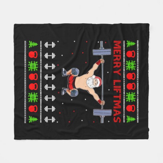 Couverture Polaire Noël laid Noël haltère (Devant (Horizontal))