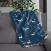 Couverture Polaire Noël moderne Bois d'hiver Bleu de marine