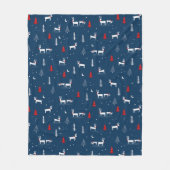 Couverture Polaire Noël moderne Bois d'hiver Bleu de marine (Devant)