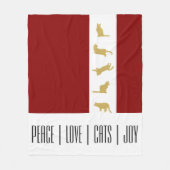Couverture Polaire Noël Moderne Chat Rouge Blanc Or (Devant)