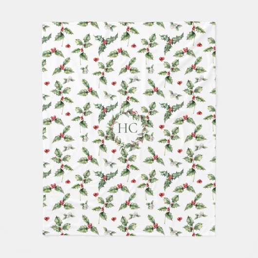Couverture Polaire Noël monogramme Holly (Devant)
