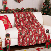 Couverture Polaire Noël motif des noix de cou rouges