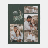 Couverture Polaire Noël multi photo botanique vert foncé rustique (Devant)