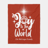 Couverture Polaire Noël Nativité Joy au monde Rouge & Blanc (Devant)