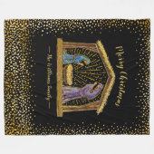 Couverture Polaire Noël Nativité Manger Gold Black Nom de famille (Devant (Horizontal))