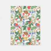 Couverture Polaire Noël Noël Noël Noël Snowman, Pine Cones, Holly (Devant)