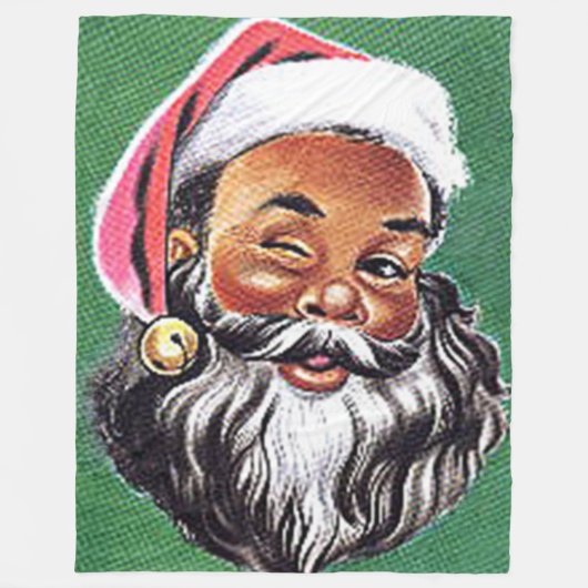 Couverture Polaire Noël noir du Père Noël afro-américain (Devant)