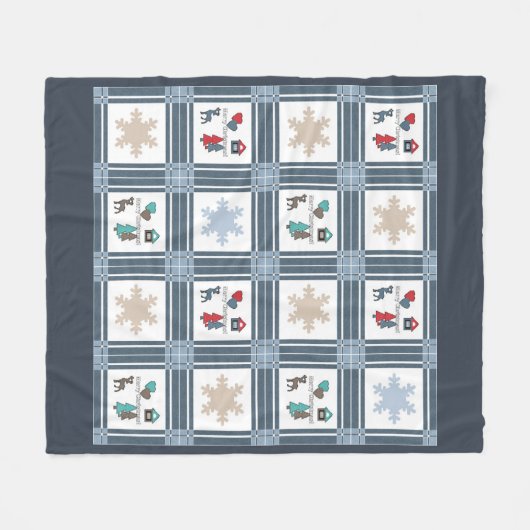 Couverture Polaire Noël, nouvel an, cerf (Devant (Horizontal))