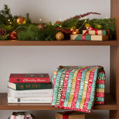 Couverture Polaire Noël ! Oh ! Oh ! Bandes rouges vertes et dorées