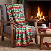 Couverture Polaire Noël ! Oh ! Oh ! Bandes rouges vertes et dorées