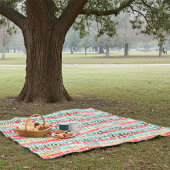 Couverture Polaire Noël ! Oh ! Oh ! Bandes rouges vertes et dorées