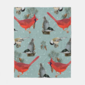 Couverture Polaire Noël Oiseau Cardinal Nuthatch Chickadee Neige (Devant)
