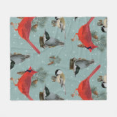Couverture Polaire Noël Oiseau Cardinal Nuthatch Chickadee Neige (Devant (Horizontal))