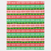 COUVERTURE POLAIRE NOËL ORNAMENTS DESIGN ROUGE BLANC VERT (Devant)