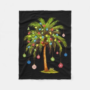 Couverture Polaire Noël Palm Tree Lumière Hawaï Tropical Noël