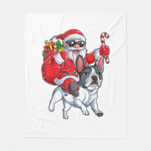 Couverture Polaire Noël Père Noël équitation Français Chien-taureaux 