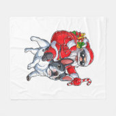 Couverture Polaire Noël Père Noël équitation Français Chien-taureaux (Devant (Horizontal))