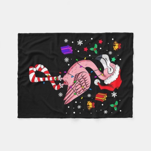 Couverture Polaire Noël Père Noël Flamant rose Lover Funny Classic (Devant (Horizontal))