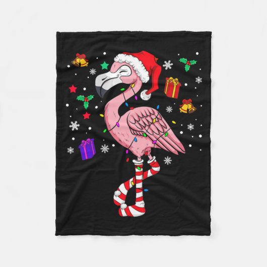 Couverture Polaire Noël Père Noël Flamant rose Lover Funny Classic (Devant)