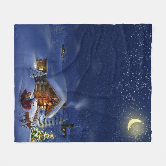 Couverture Polaire Noël Père Noël Journal Cabine hiver (Devant (Horizontal))