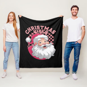 Couverture Polaire Noël Père Noël Rose Rétro Vintage