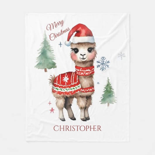 Couverture Polaire Noël personnalisé Cute Llama (Devant)