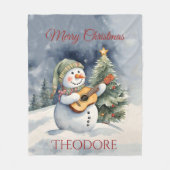Couverture Polaire Noël personnalisé de guitare Snowman (Devant)