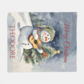 Couverture Polaire Noël personnalisé de guitare Snowman (Devant (Horizontal))
