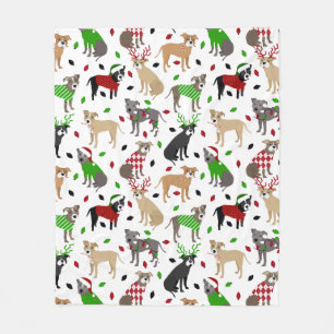 Couverture Polaire Noël Pitbull Chiens Blanket en polaire