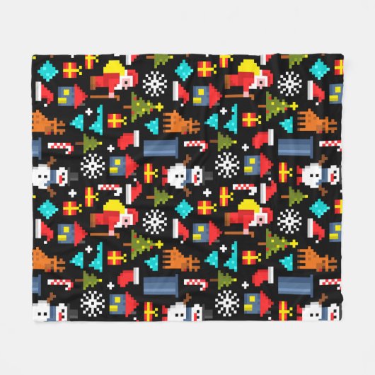 Couverture Polaire Noël Pixel (Devant (Horizontal))