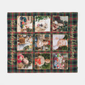 Couverture Polaire Noël Plaid Custom Gold Photo Collage Famille (Devant (Horizontal))