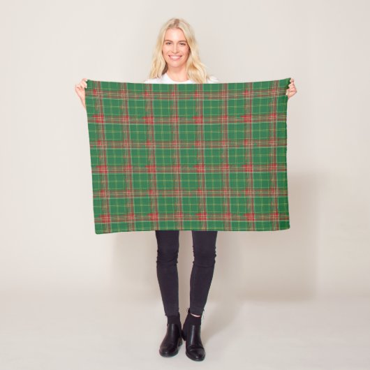 Couverture Polaire Noël Plaid vert avec rouge (En situation)