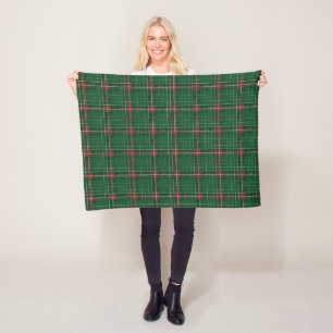 Couverture Polaire Noël Plaid Vert, Rouge, Or