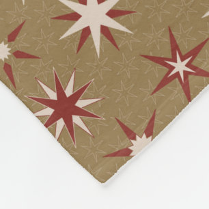 Couverture Polaire Noël Red Geo Stars - sur motif or.