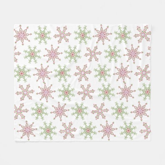 Couverture Polaire Noël Red Green Festive Motif de flocon de neige (Devant (Horizontal))