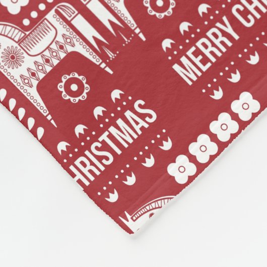 Couverture Polaire Noël Red Reindeer Forêt scandinave nordique (Coin)