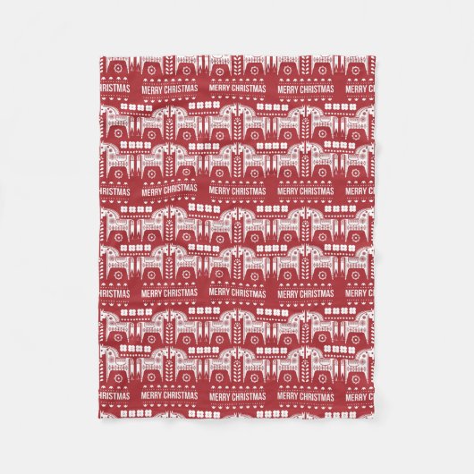 Couverture Polaire Noël Red Reindeer Forêt scandinave nordique (Devant)