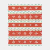 Couverture Polaire Noël Red Stripes Snowflakes Motif (Devant)