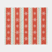 Couverture Polaire Noël Red Stripes Snowflakes Motif (Devant (Horizontal))