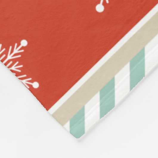 Couverture Polaire Noël Red Stripes Snowflakes Motif (Coin)