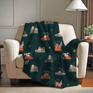 Couverture Polaire Noël rétro