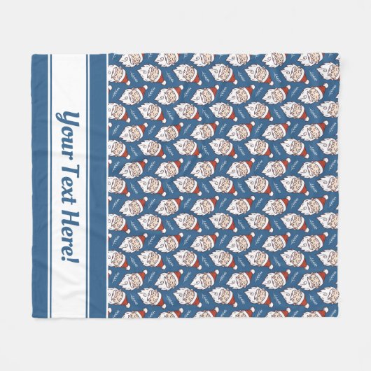 Couverture Polaire Noël rétro Santa Claus rouge blanc et bleu (Devant (Horizontal))