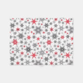 Couverture Polaire Noël, rouge, blanc, flocons de neige, hiver, Nouve (Devant (Horizontal))