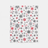 Couverture Polaire Noël, rouge, blanc, flocons de neige, hiver, Nouve (Devant)