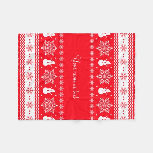 Couverture Polaire Noël rouge et blanc (Devant (Horizontal))