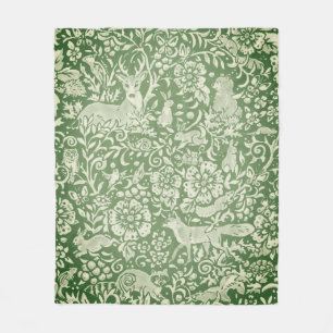 Couverture Polaire Noël Russe Green Woodland Animal renard renard re