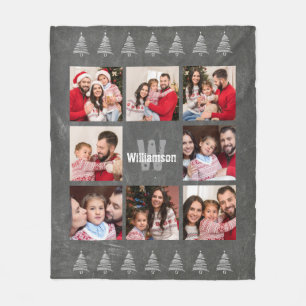 Couverture Polaire Noël rustique de tableau de monogramme de collage